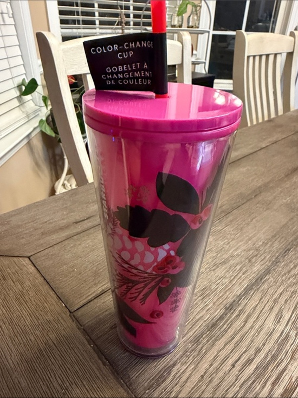 Starbucks Color Changing Pink Poinsettia 2021 Holiday Venti Cup 24oz ✨